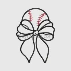 Baseball with Bow Embroidery