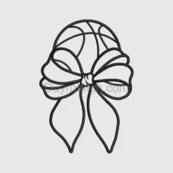 Elegant Black Outline Bow Embroidery