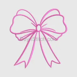 Elegant Pink Ribbon Bow Embroidery