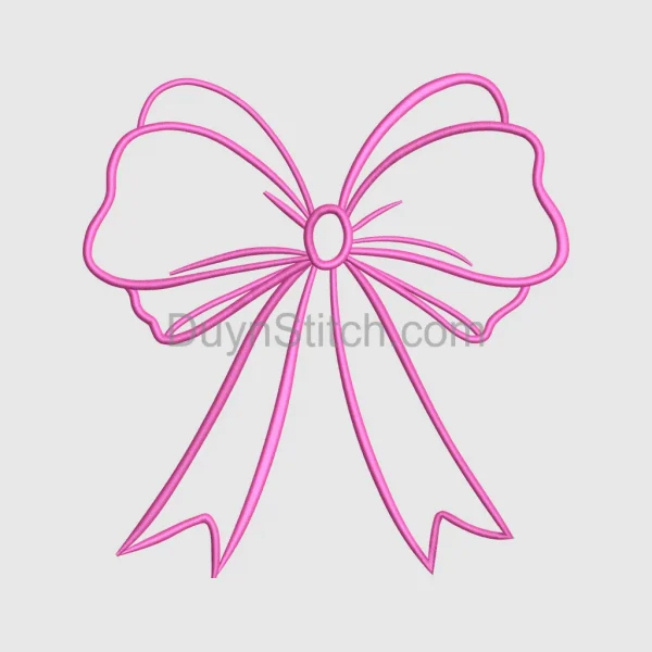 Elegant Pink Ribbon Bow Embroidery