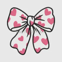 Black Bow with Pink Hearts