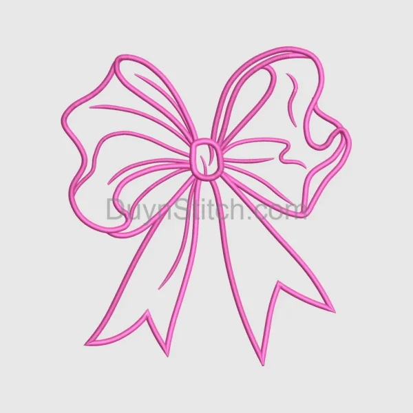 Pink Ribbon Bow Embroidery
