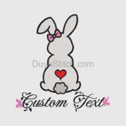 Cute Rabbit Embroidery with Custom Text