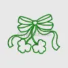 Green Shamrock Bow Embroidery