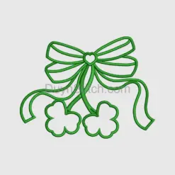 Green Shamrock Bow Embroidery