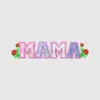 Embroidered Mama Text Applique with Flowers