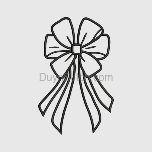 Elegant Black Ribbon Bow applique