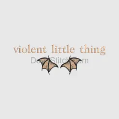 Embroidered Text with Bat Wings Embroidery