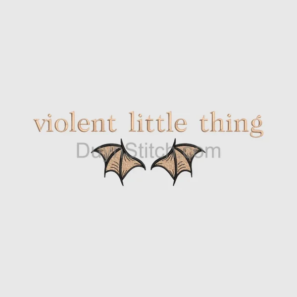 Embroidered Text with Bat Wings Embroidery