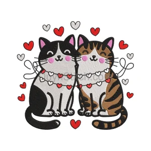 Purrfect Love Cats Embroidery