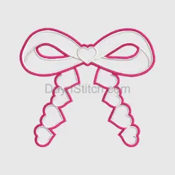 Heart Ribbon Bow Embroidery