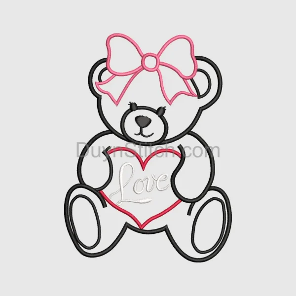 Embroidered Teddy Love Embroidery