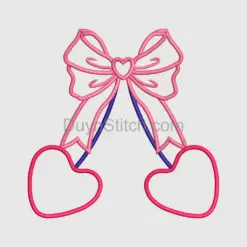 Romantic Heart Bow Embroidery