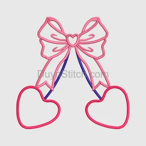 Romantic Heart Bow Embroidery