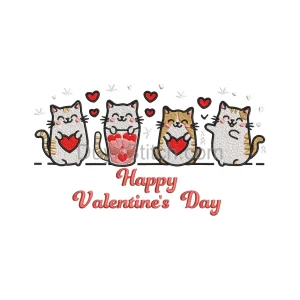 Valentine's Day Cat Embroidery