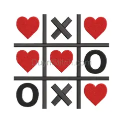 Tic Tac Toe Heart Embroidery
