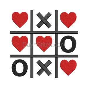 Tic Tac Toe Heart Embroidery