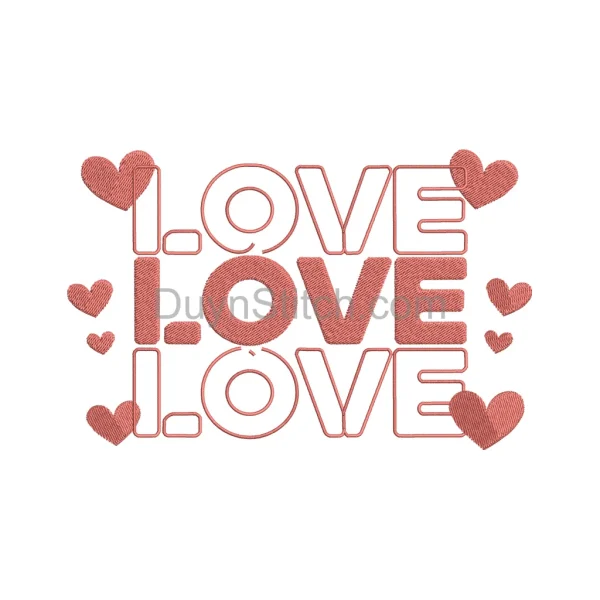 Love Hearts Embroidery Design