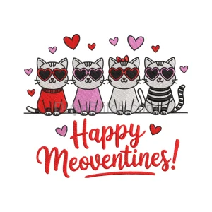 Valentine's Day Cat Embroidery