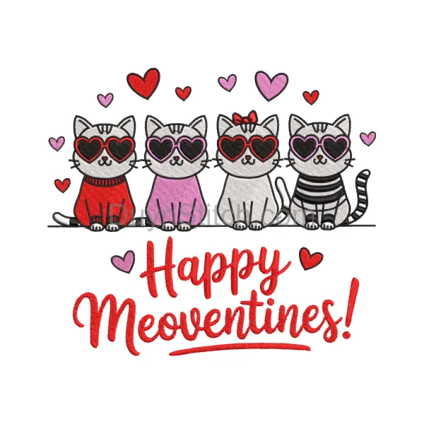 Valentine’s Day Cat Embroidery