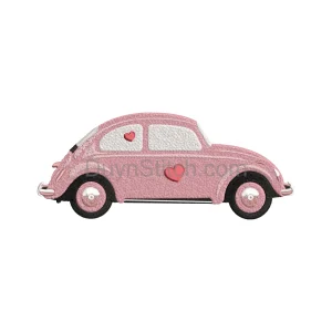 Vintage Pink Car with Hearts