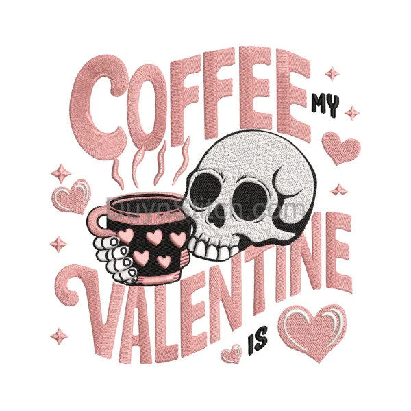 Caffeinated Love Valentine Embroidery