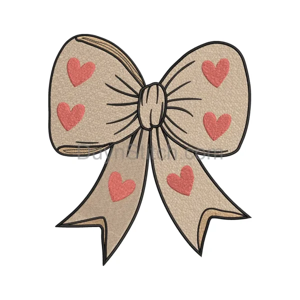 Lovely Heart Bow Embroidery