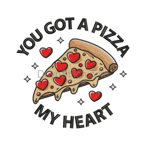 Pizza Love Slice Embroidery