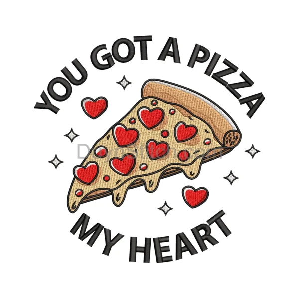 Pizza Love Slice Embroidery