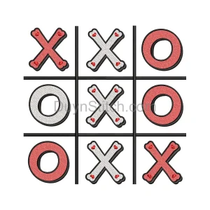 Heartfelt Tic Tac Toe Embroidery