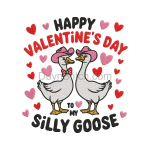 Valentine's Day Silly Goose Embroidery