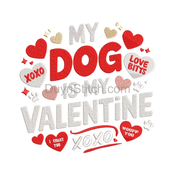 Dog Valentine Love Embroidery