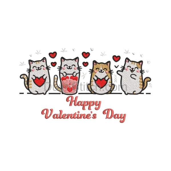 Valentine’s Cat Embroidery Delight