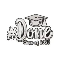 Done Class of 2025 Graduation Embroidery Design with Cap