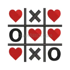 Tic-Tac-Toe Hearts Embroidery