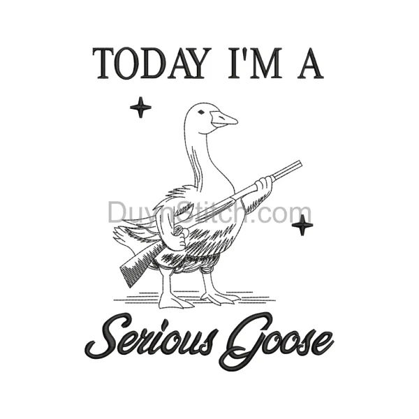 Serious Goose Embroidery Design