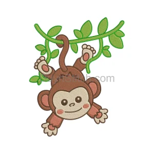 Playful Monkey Embroidery Design