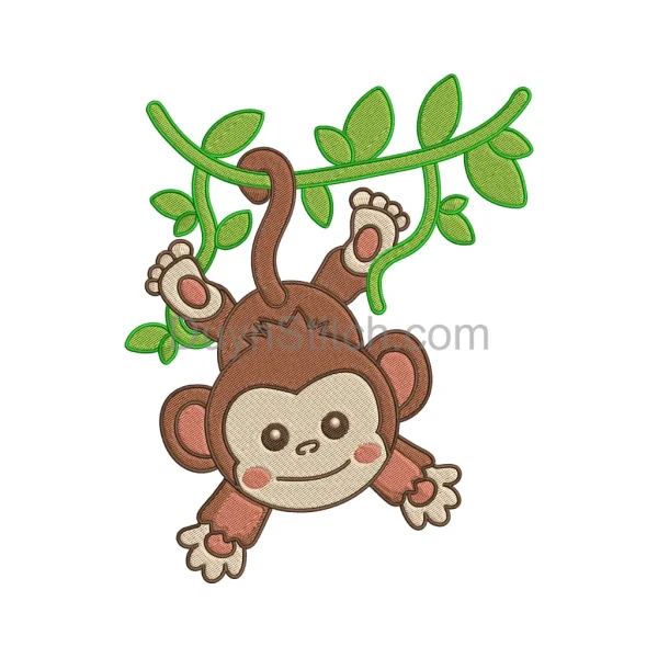 Playful Monkey Embroidery Design
