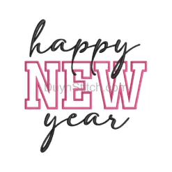 Happy New Year Embroidery Design
