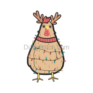 Festive Chicken with Antlers and Lights