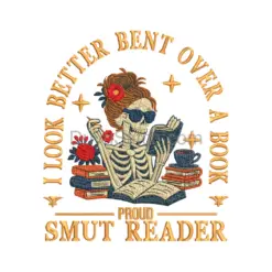 Proud Bookworm Skeleton Embroidery