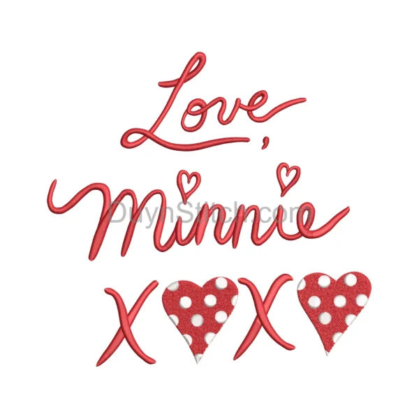 Minnie Love Embroidery Design
