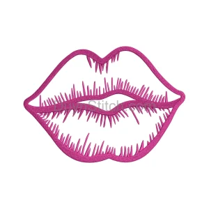 Edgy Pink Lips Embroidery Design