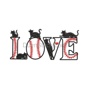 Cat and Baseball Love Design
