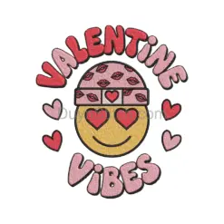 Smiling Valentine Emoji Embroidery