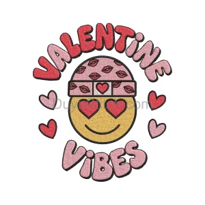 Smiling Valentine Emoji Embroidery