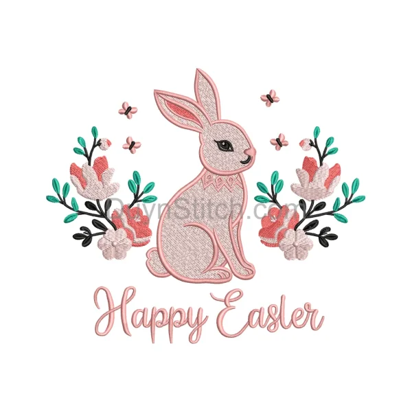 Easter Bunny Floral Embroidery