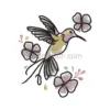 Hummingbird and Flowers Embroidery