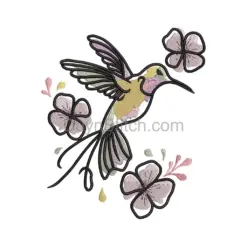Hummingbird and Flowers Embroidery