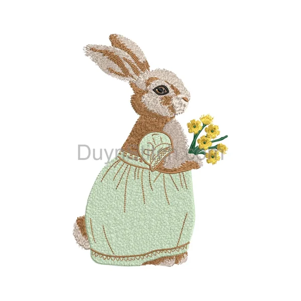 Dressed Rabbit Embroidery Design